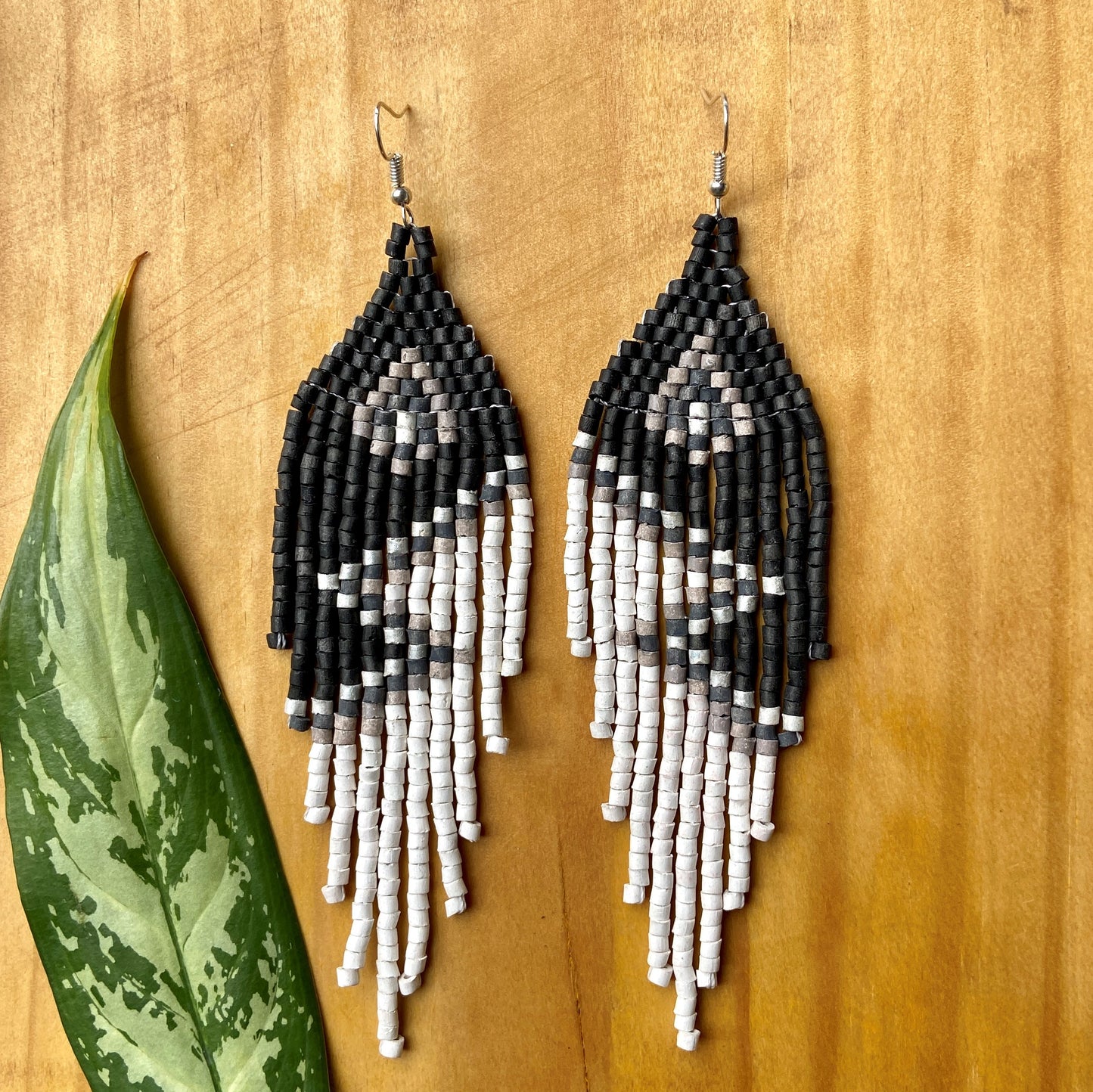 Beaded, Fringe Earrings - Slim Tikal Lightning