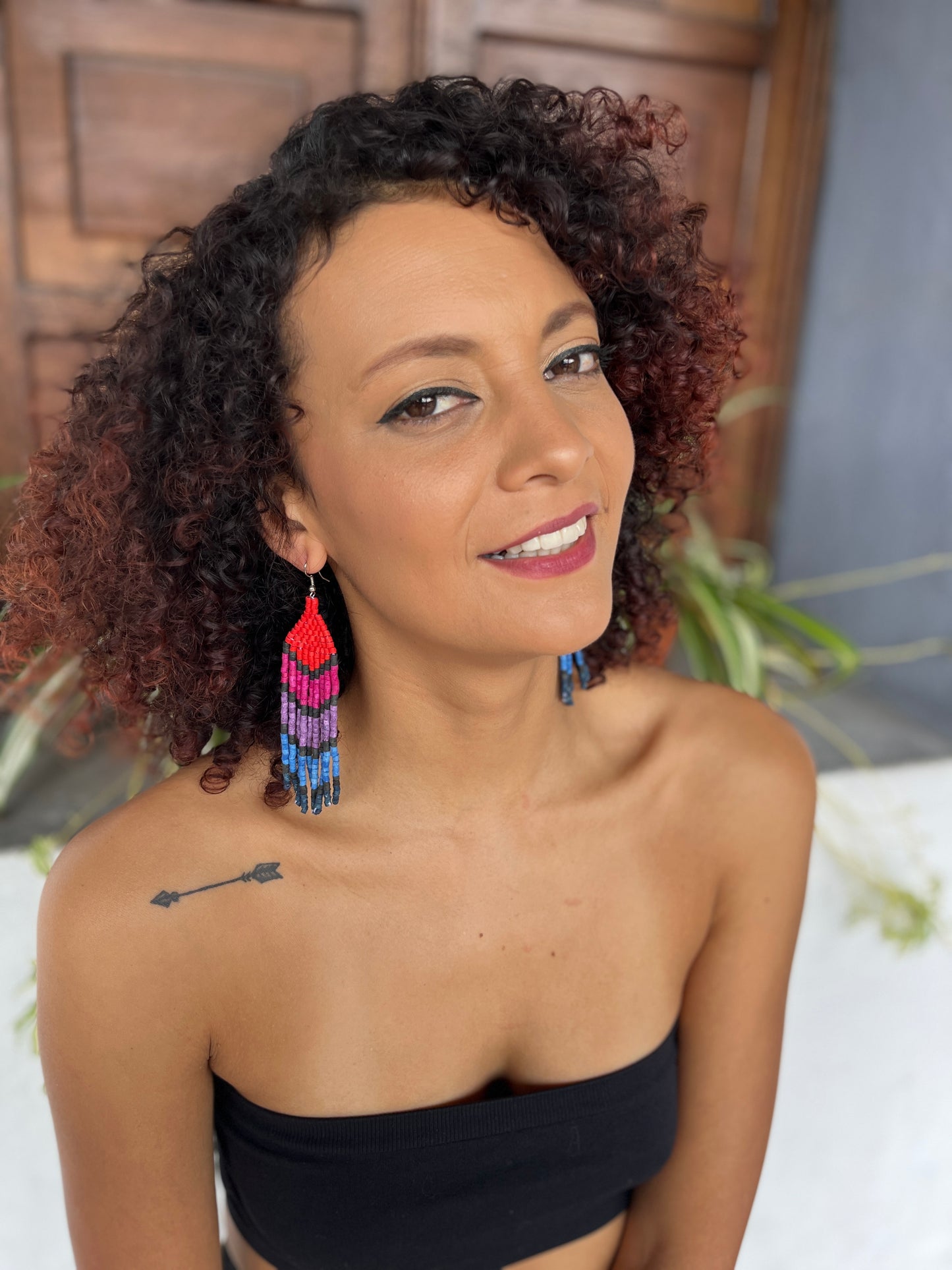 Aretes Flecos Cinco Flechas, Cinco Tonos - "Flechas Tikal"