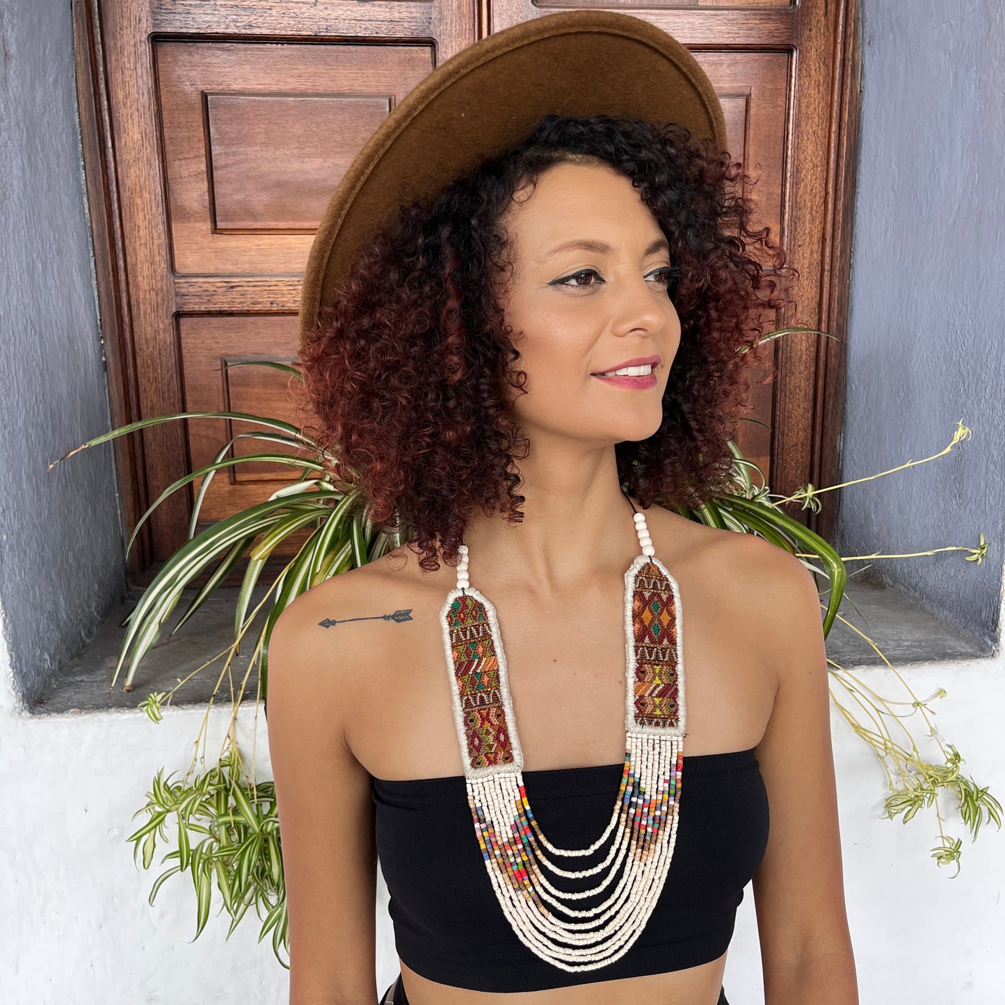 Woven, Vintage Textile Necklaces - "Vintage Patzun Long"