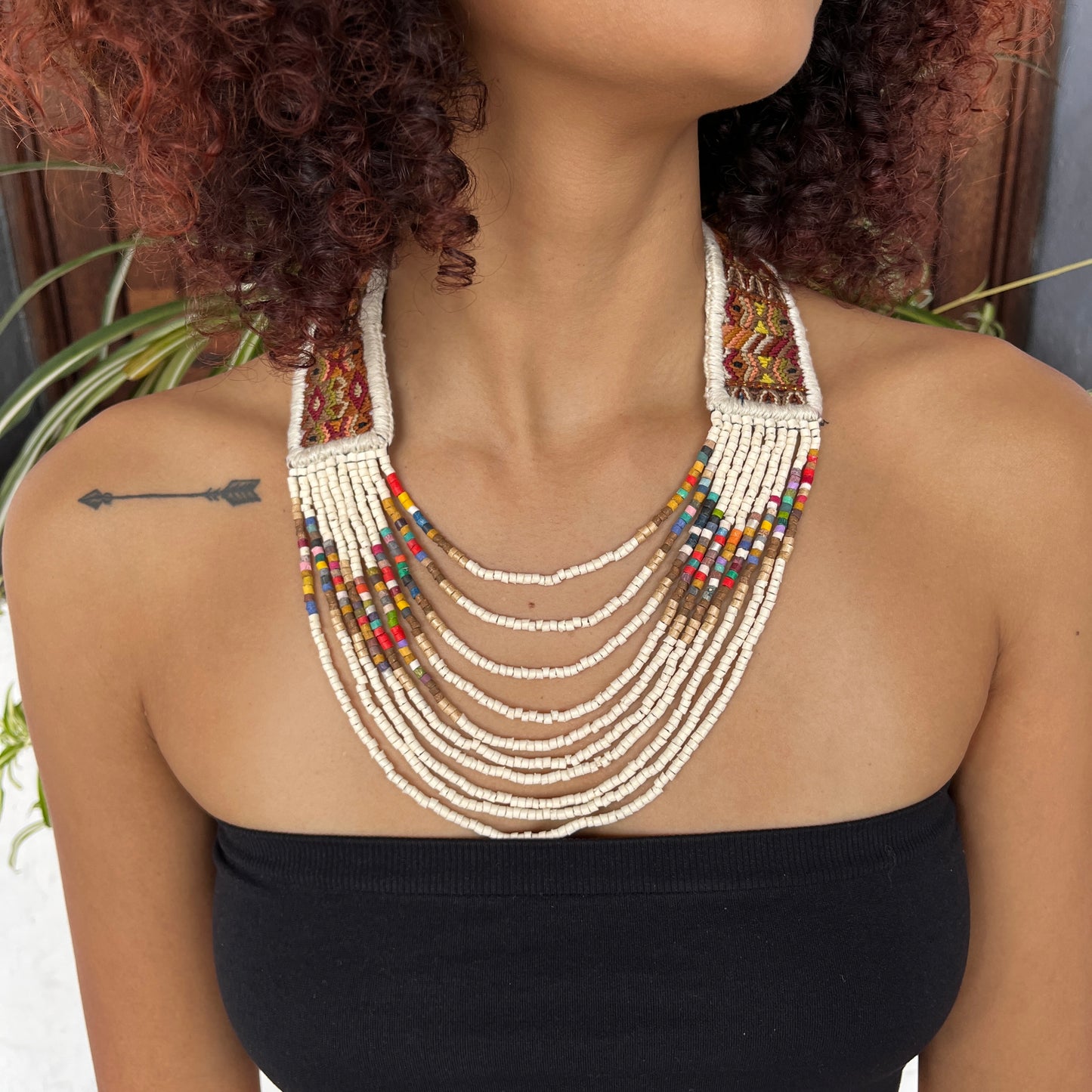 Woven, Vintage Textile Necklaces - "Vintage Patzun Long"