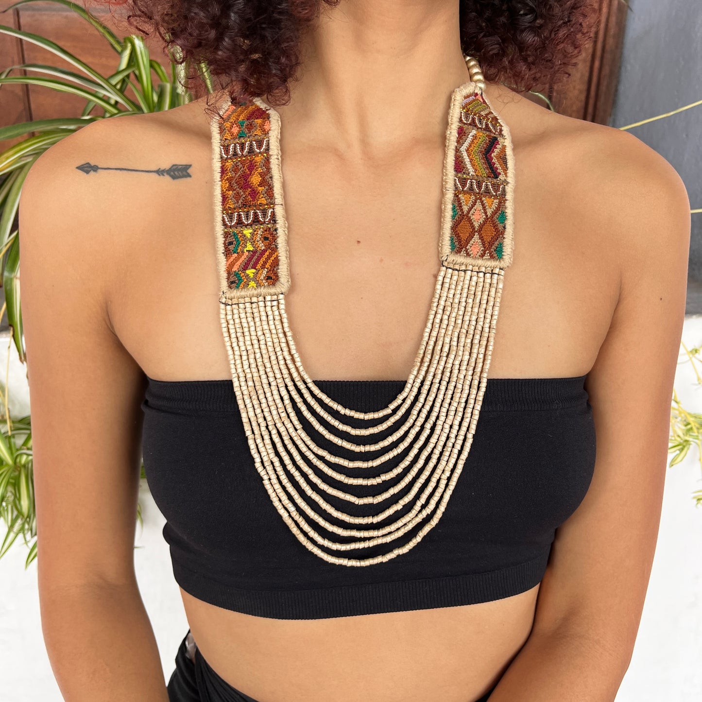 Woven, Vintage Textile Necklaces - "Vintage Patzun Long"