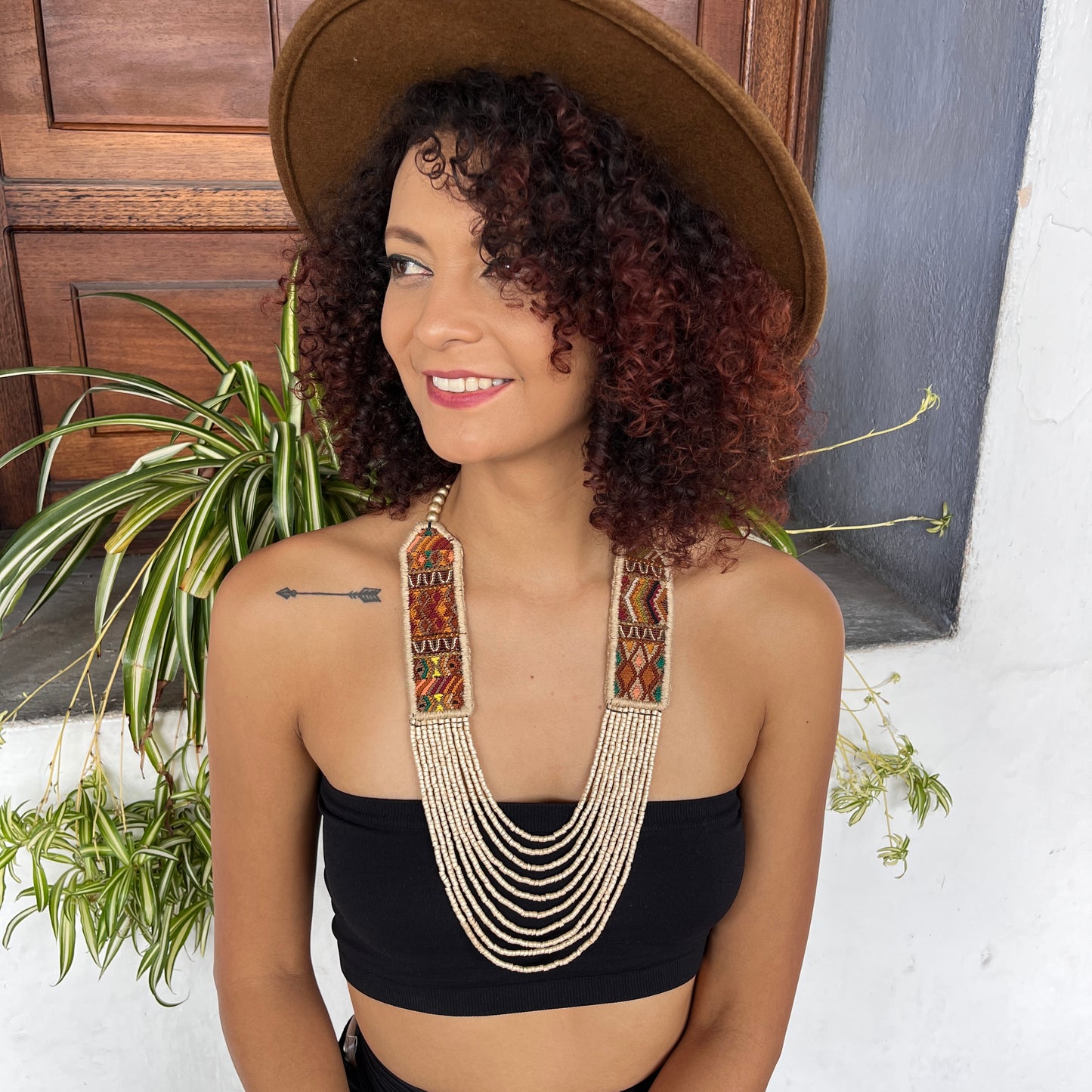 Woven, Vintage Textile Necklaces - "Vintage Patzun Long"