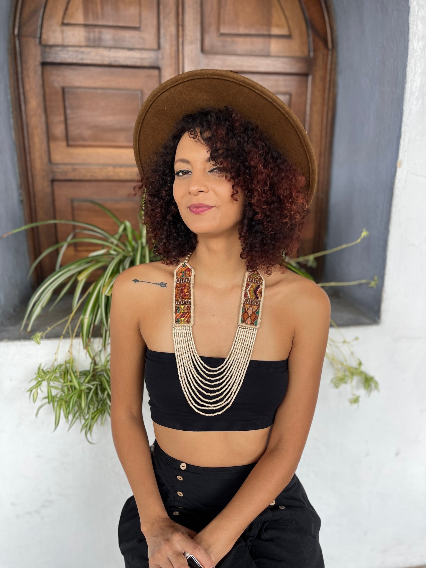 Woven, Vintage Textile Necklaces - "Vintage Patzun Long"