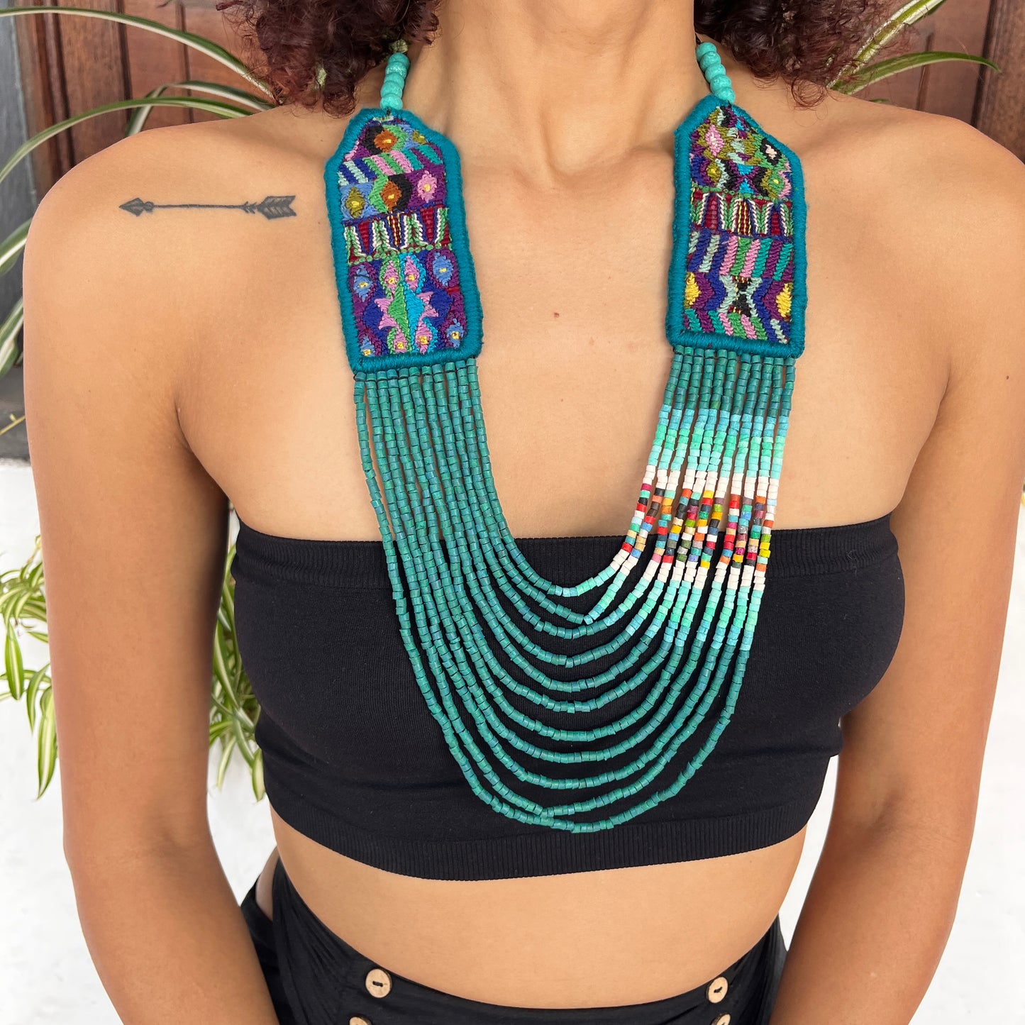 Woven, Vintage Textile Necklaces - "Vintage Patzun Long"