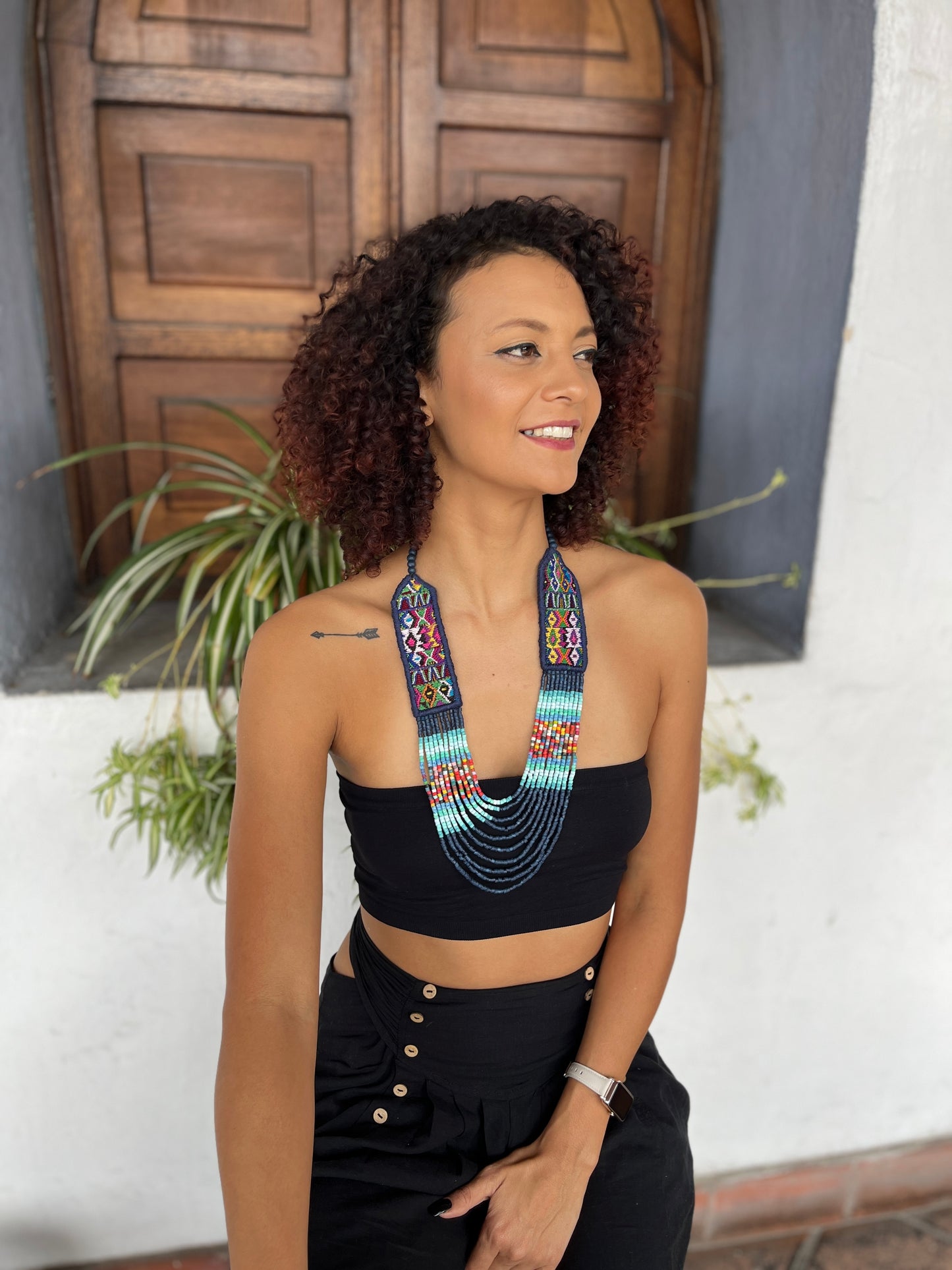 Woven, Vintage Textile Necklaces - "Vintage Patzun Long"