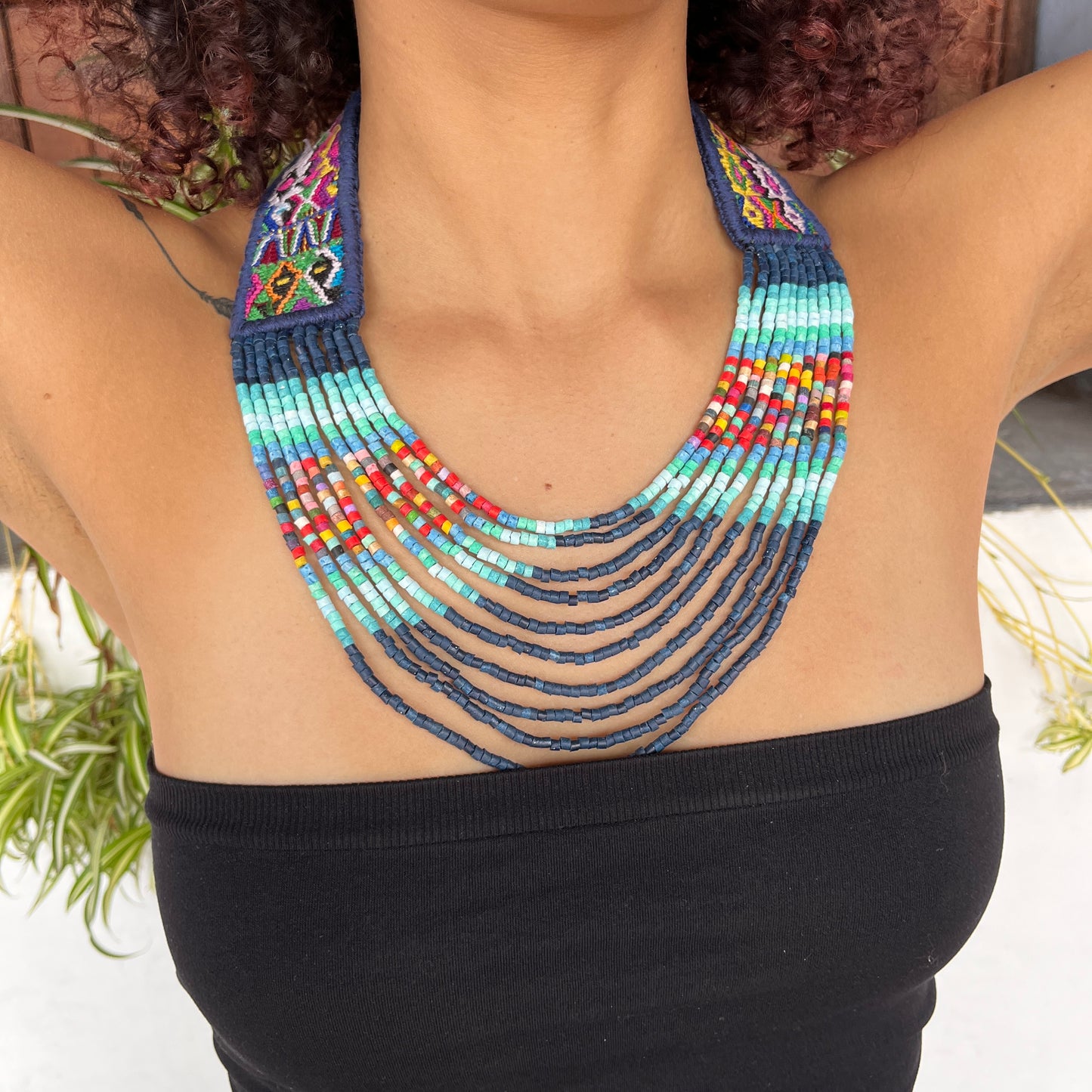 Woven, Vintage Textile Necklaces - "Vintage Patzun Long"