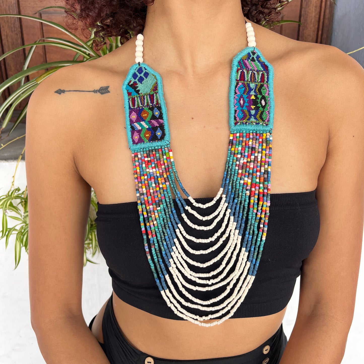 Woven, Vintage Textile Necklaces - "Vintage Patzun Long"
