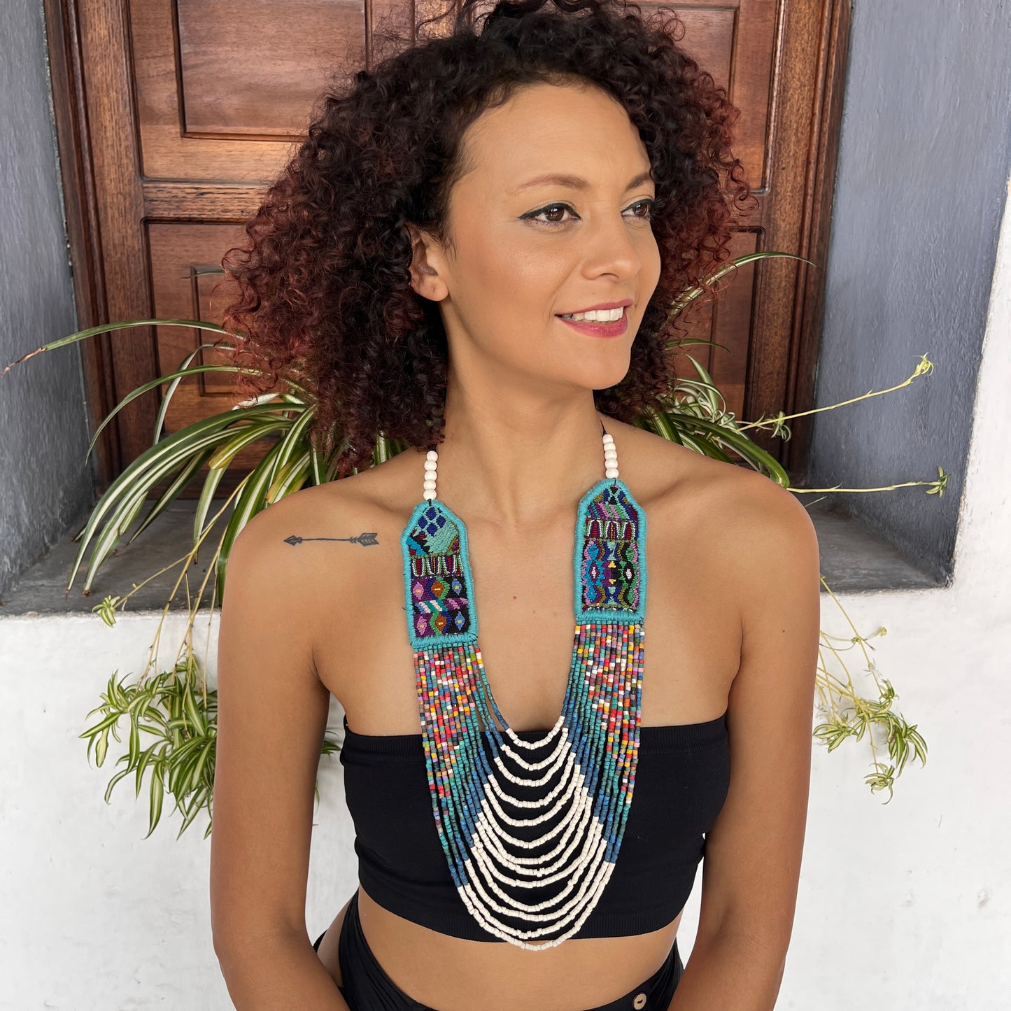 Woven, Vintage Textile Necklaces - "Vintage Patzun Long"