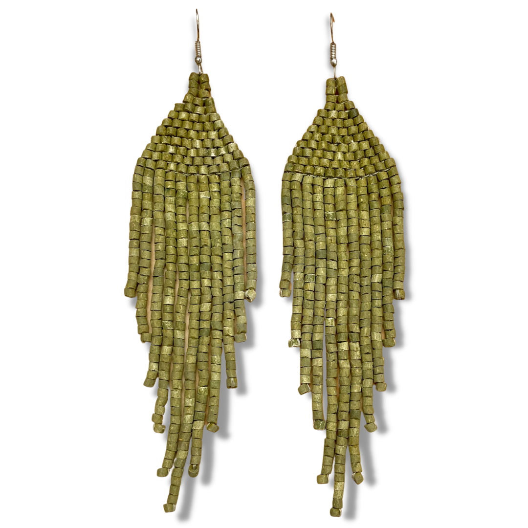 Aretes con flecos y cuentas - "Slim Tikal Jun"