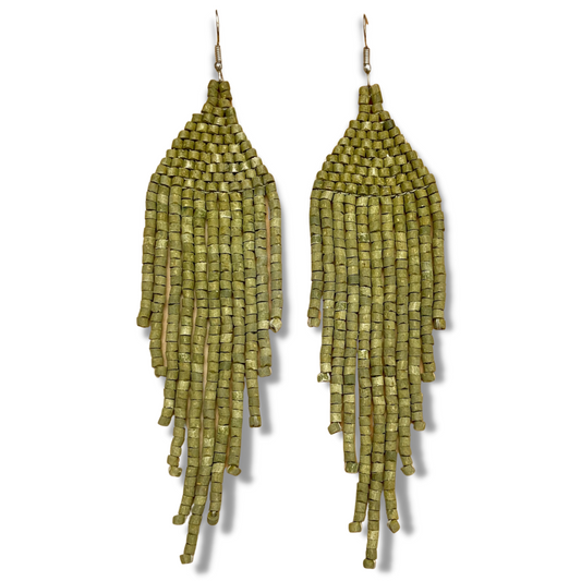 Beaded, Fringe Earrings - Slim Tikal Jun