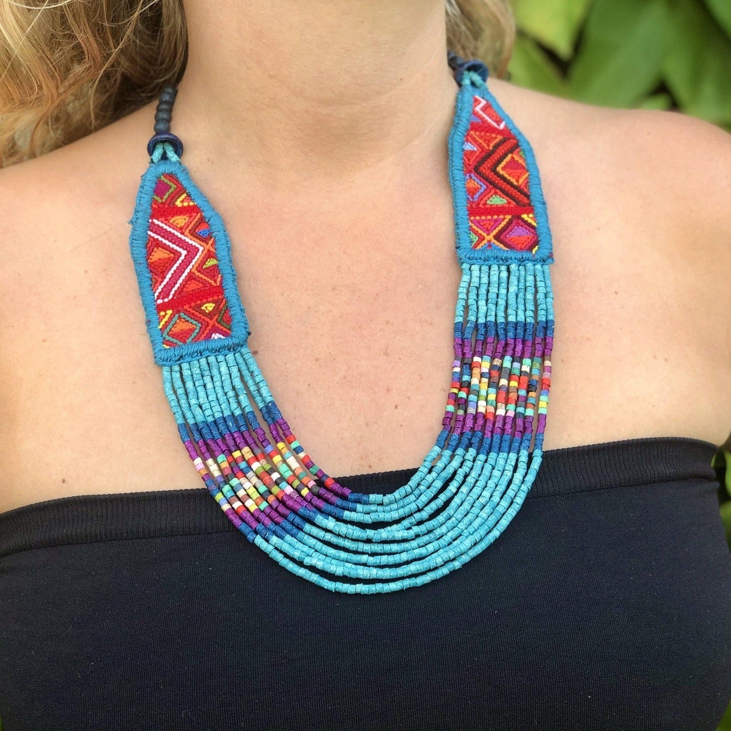 Collares Textiles Ceremoniales - "Aguacatán Azules"