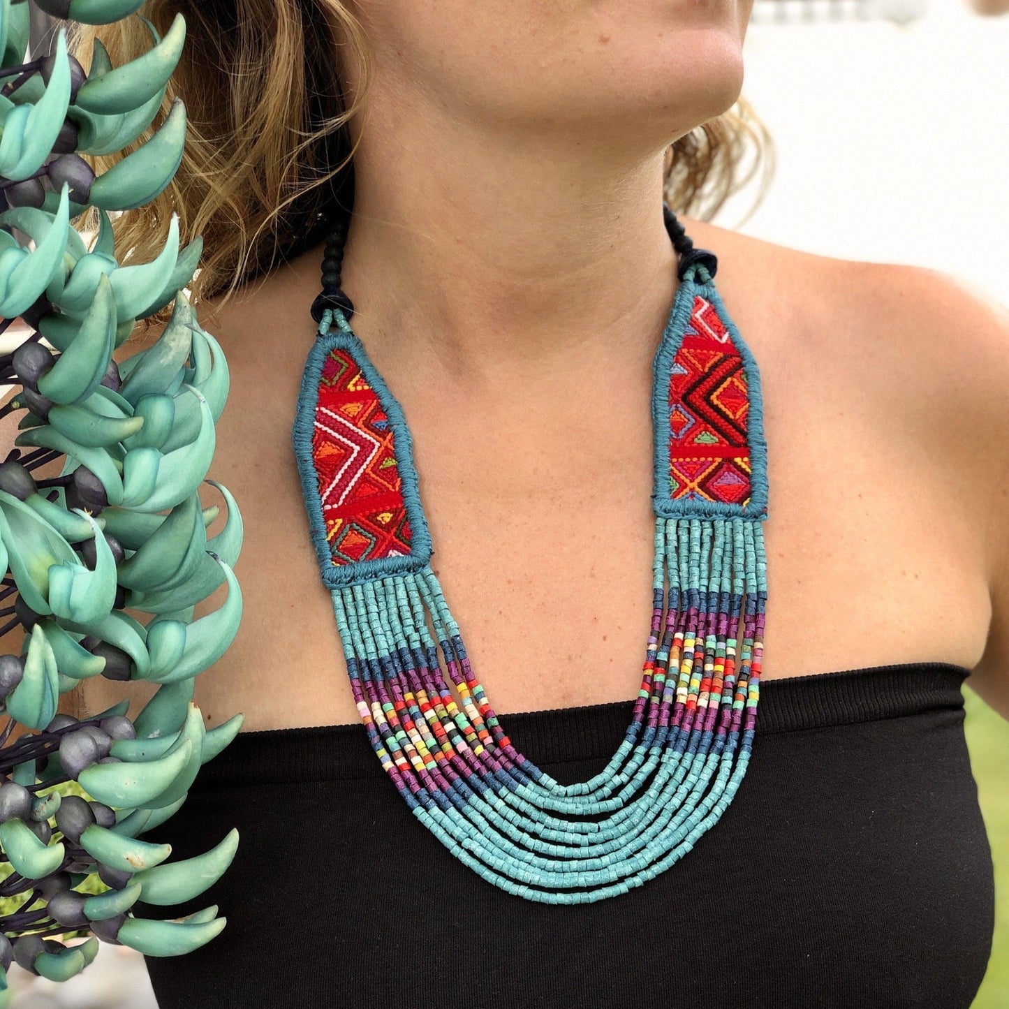 Collares Textiles Ceremoniales - "Aguacatán Azules"