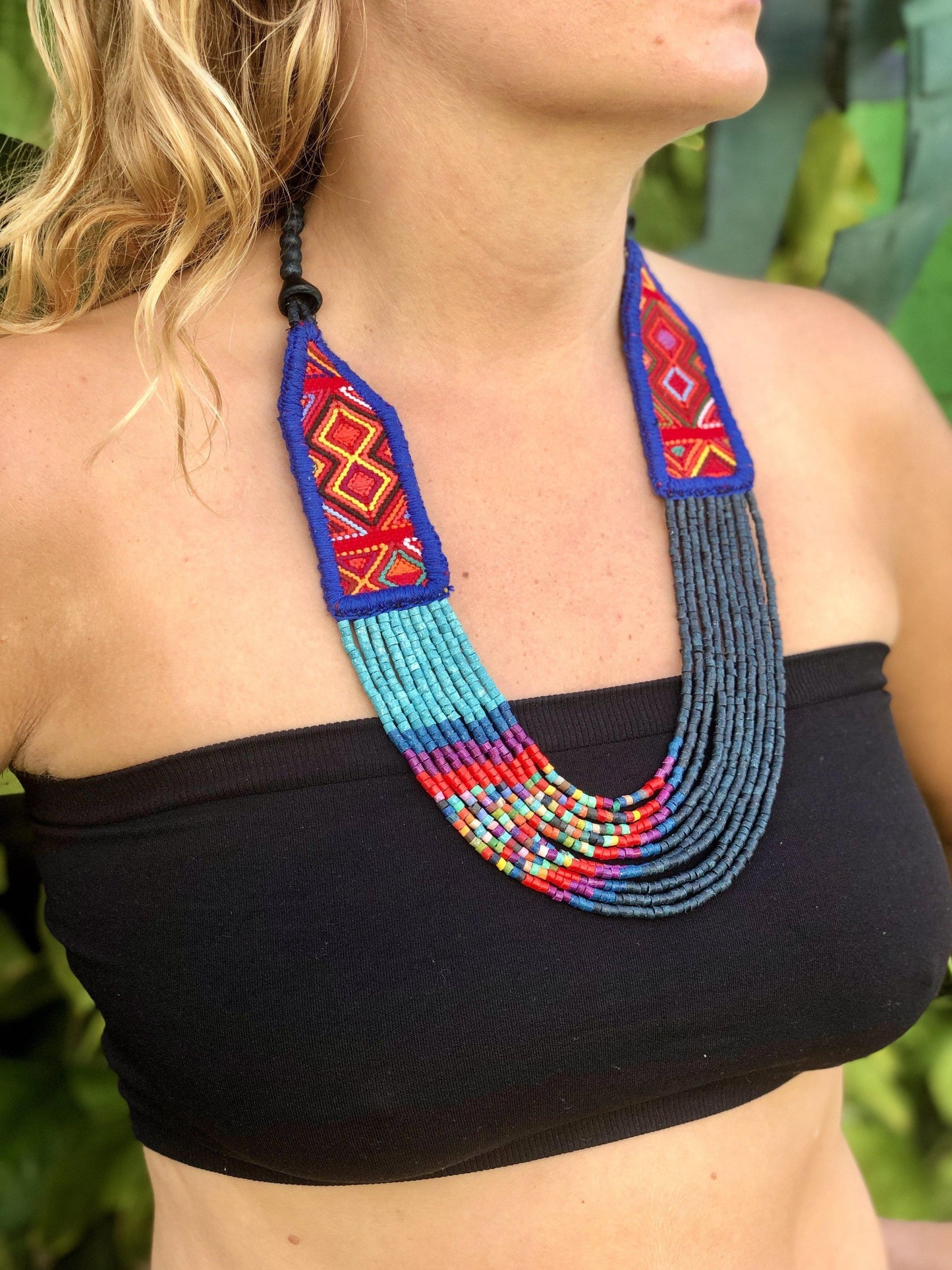 Collares Textiles Ceremoniales - "Aguacatán Azules"