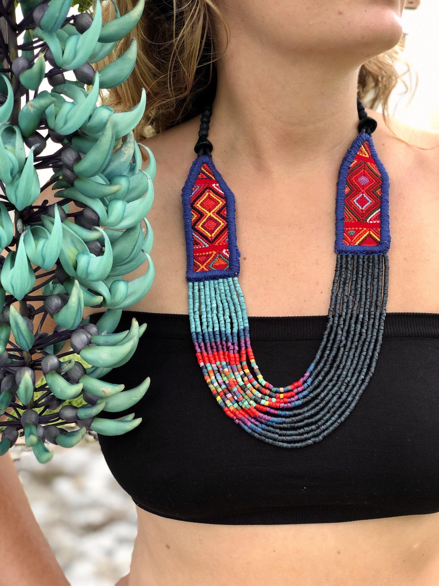 Collares Textiles Ceremoniales - "Aguacatán Azules"
