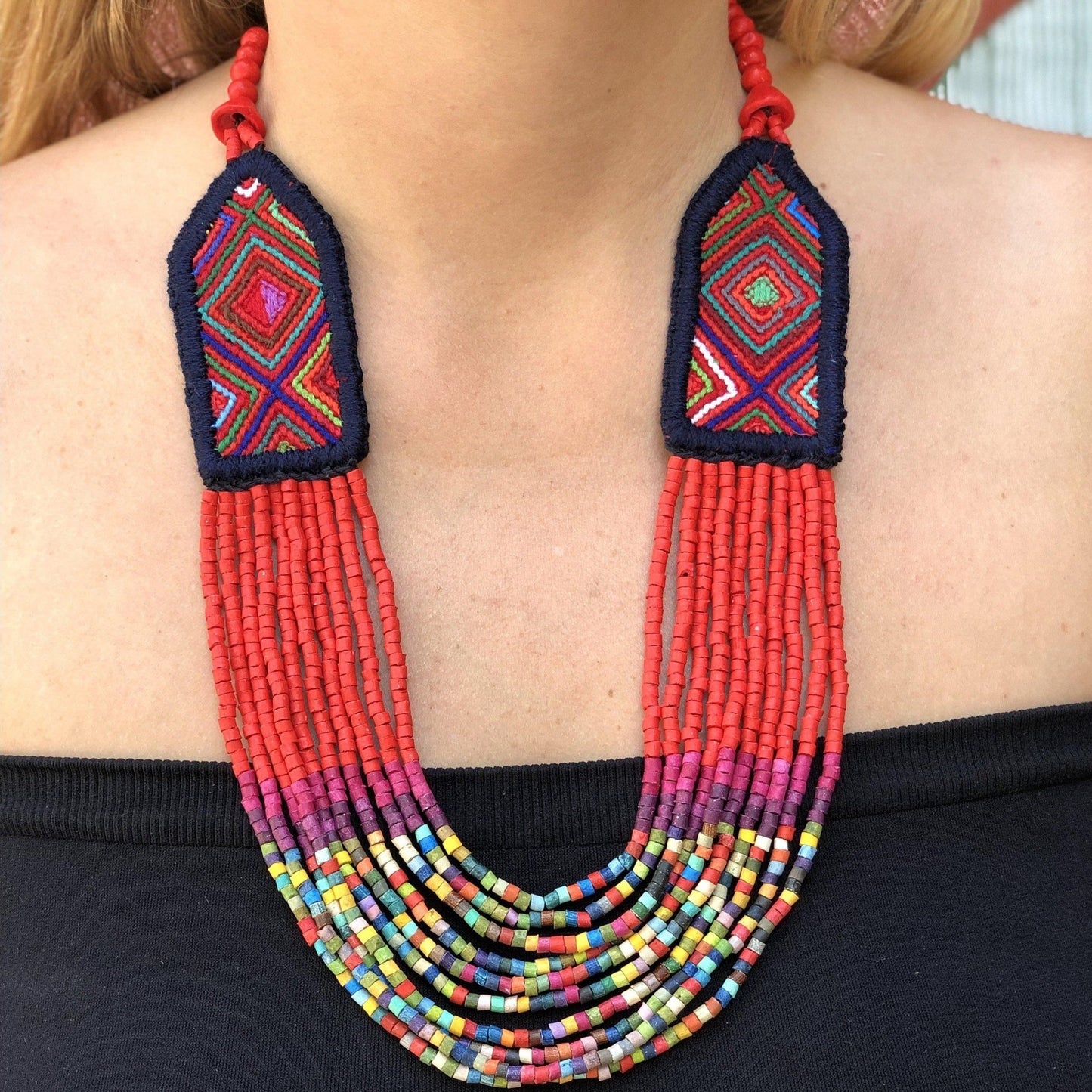 Beaded Necklace, adjustable length - "Aguacatán Equilibrium"