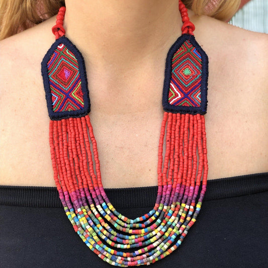 Collares Textiles Ceremoniales - "Aguacatán Rojos"