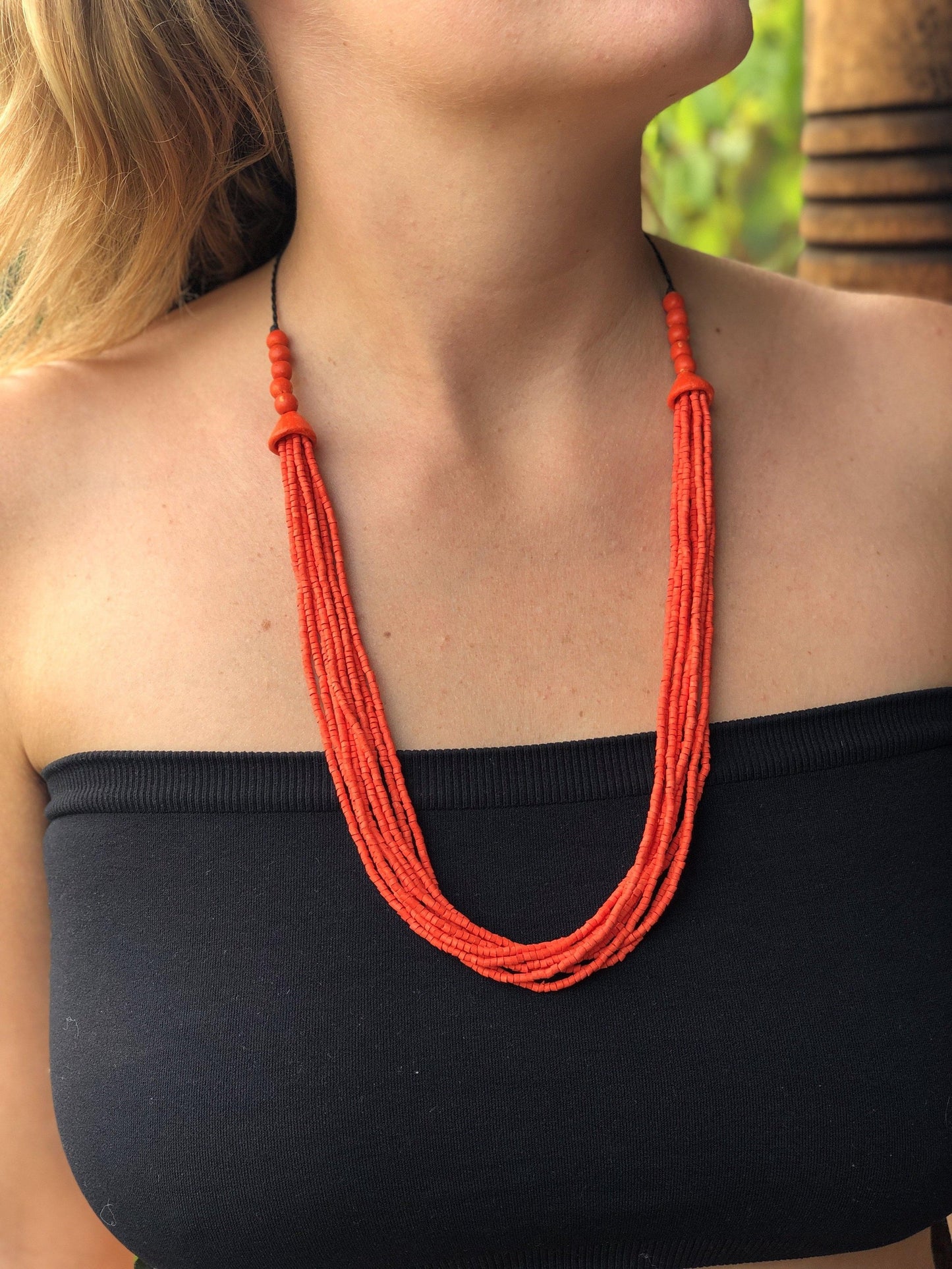 Beaded Strand Necklace Choker 2in1 - "Cascada", handmade