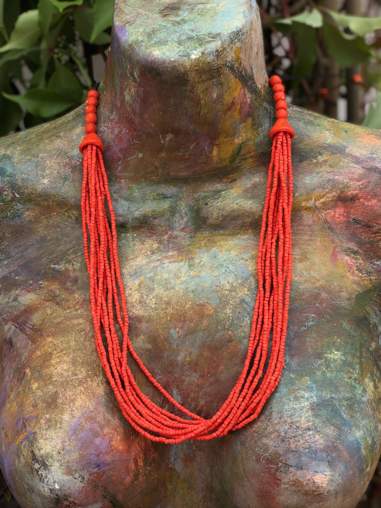 Beaded Strand Necklace Choker 2in1 - "Cascada", handmade