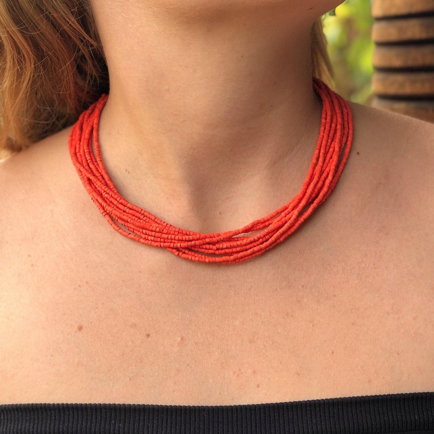 Beaded Strand Necklace Choker 2in1 - "Cascada", handmade