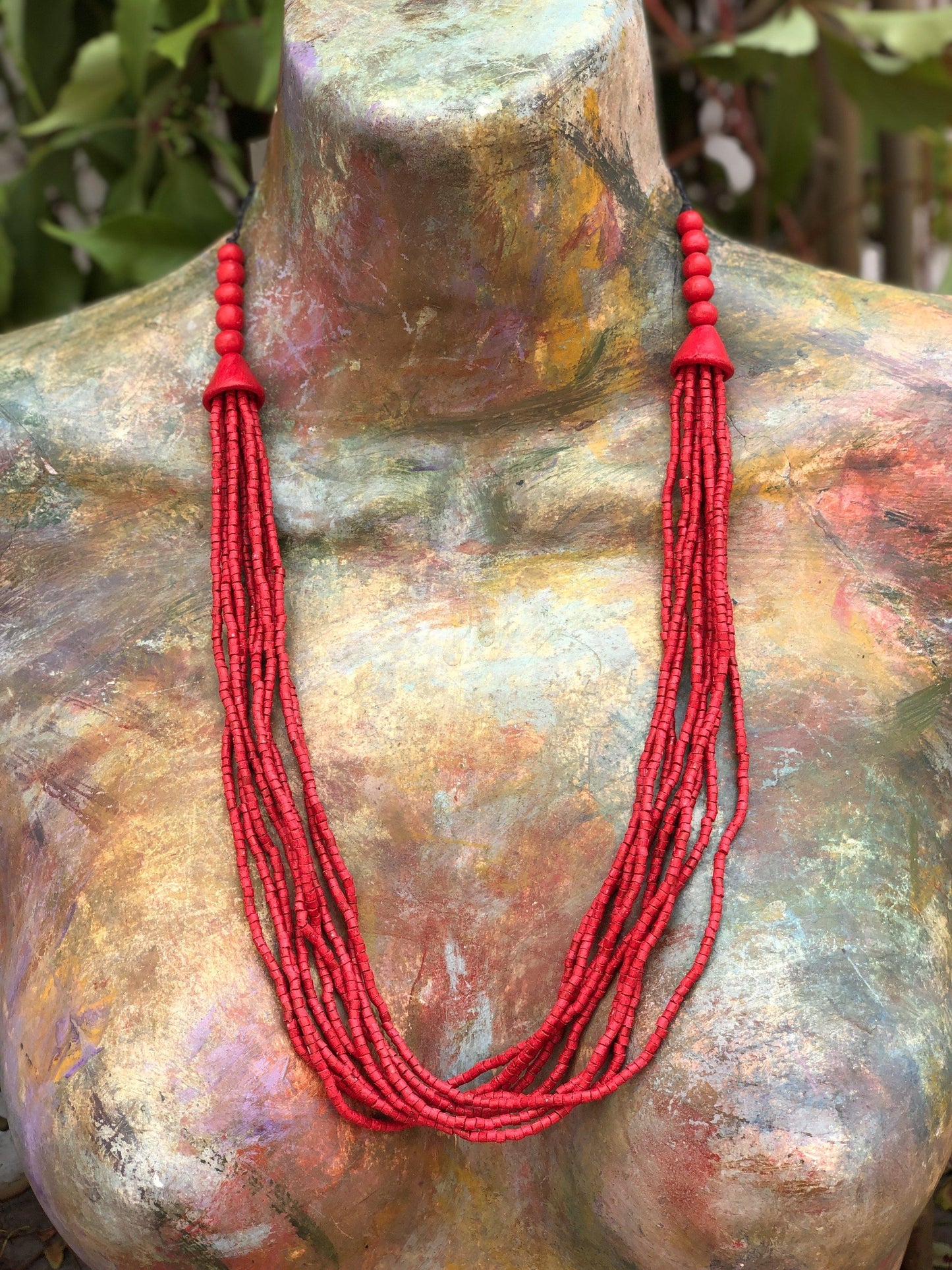 Beaded Strand Necklace Choker 2in1 - "Cascada", handmade