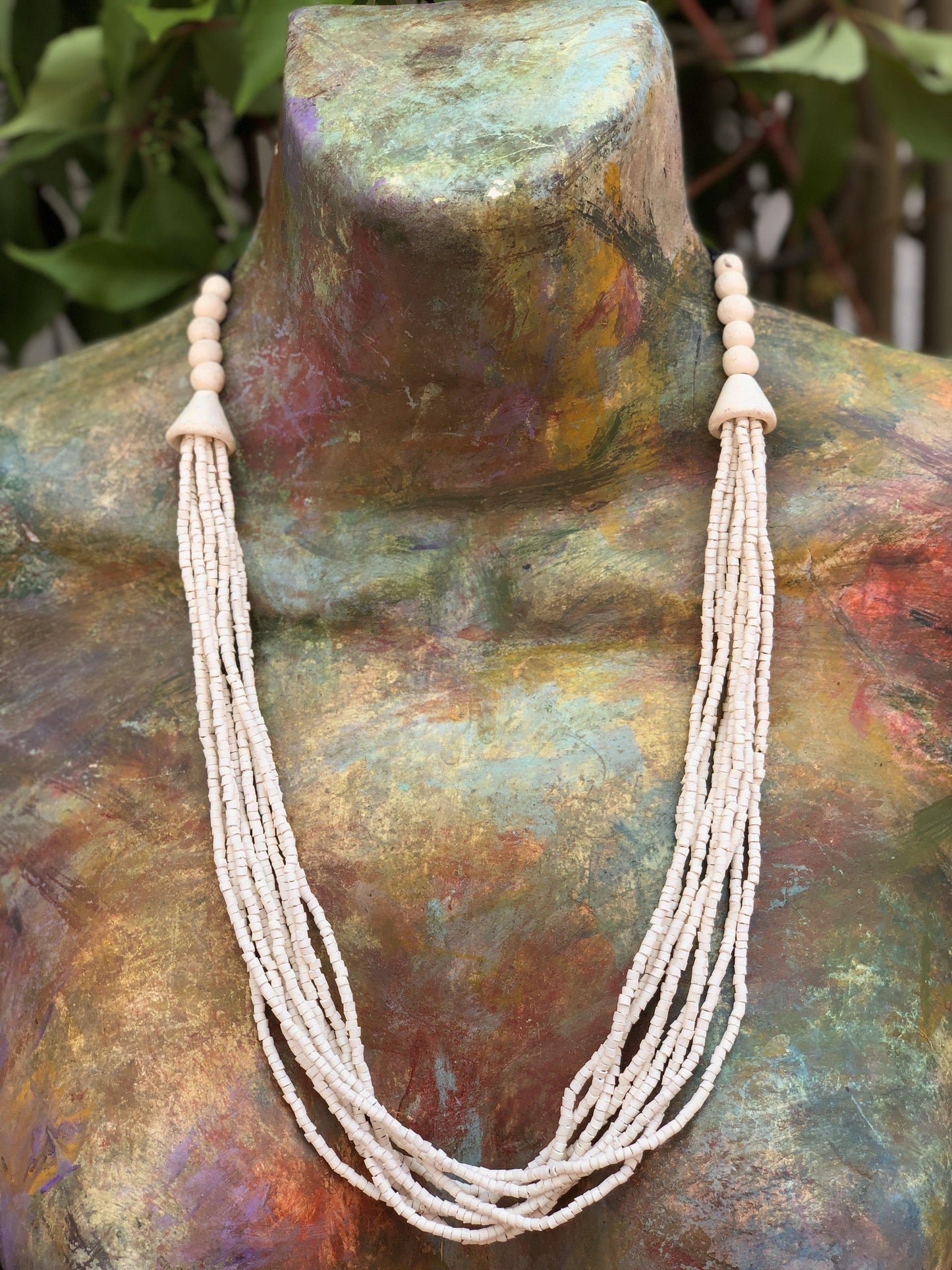 Beaded Strand Necklace Choker 2in1 - "Cascada", handmade