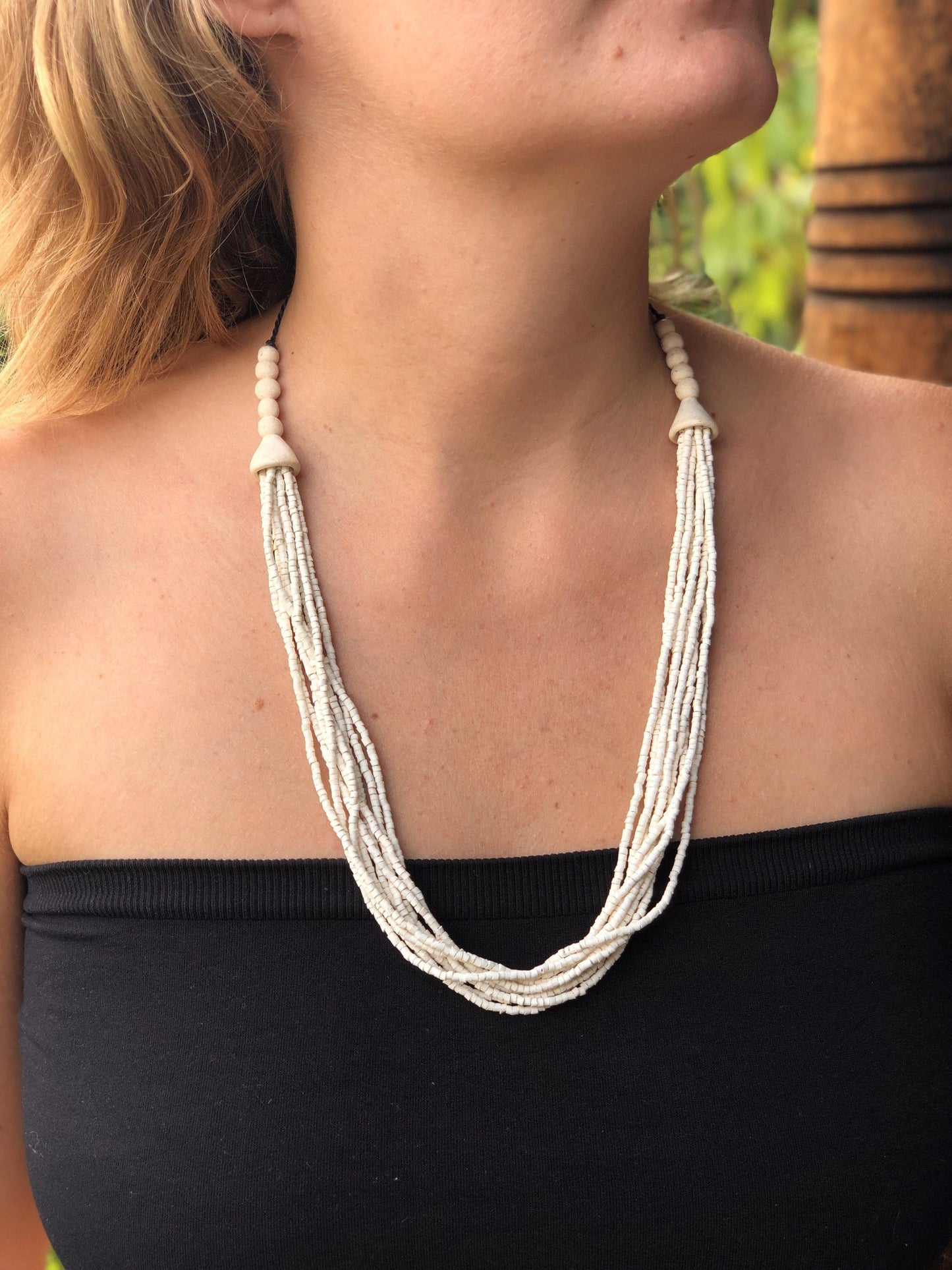 Beaded Strand Necklace Choker 2in1 - "Cascada", handmade