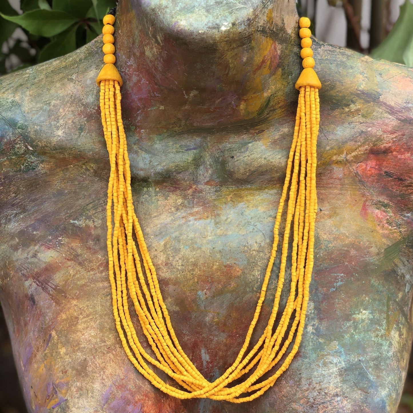 Beaded Strand Necklace Choker 2in1 - "Cascada", handmade