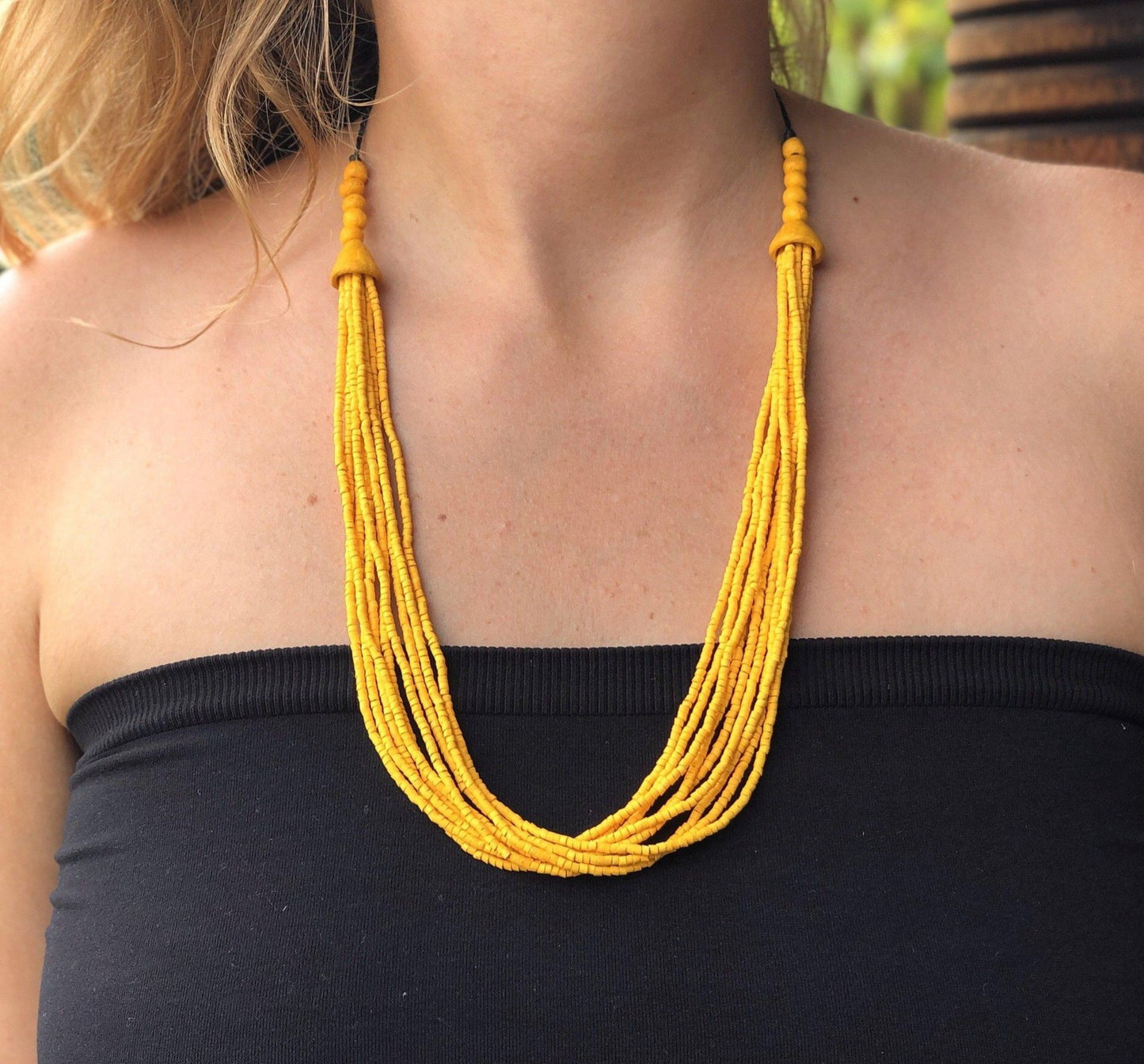 Beaded Strand Necklace Choker 2in1 - "Cascada", handmade