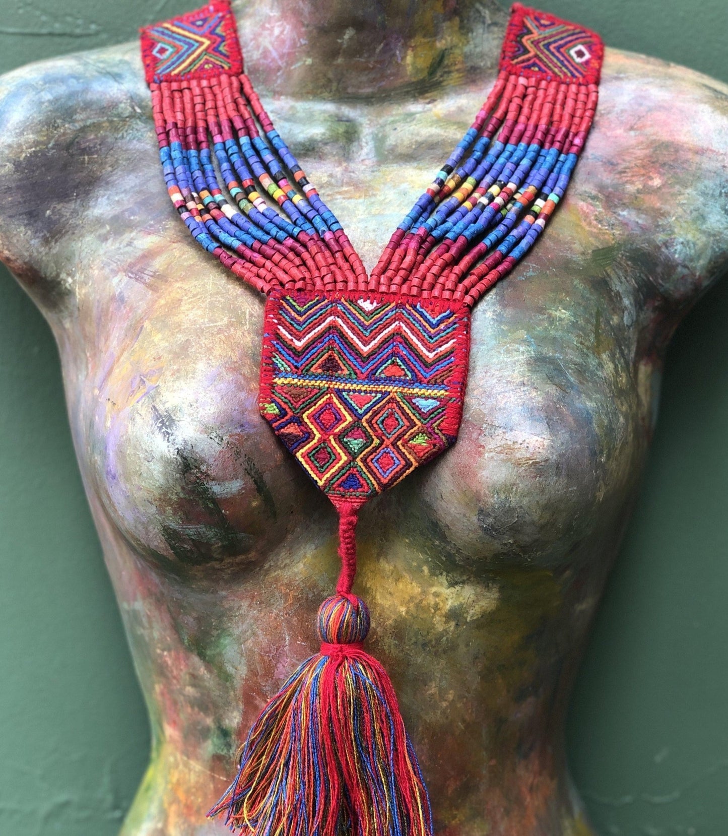 Ceremonial Textile Necklaces with Pompon - "Korbata"