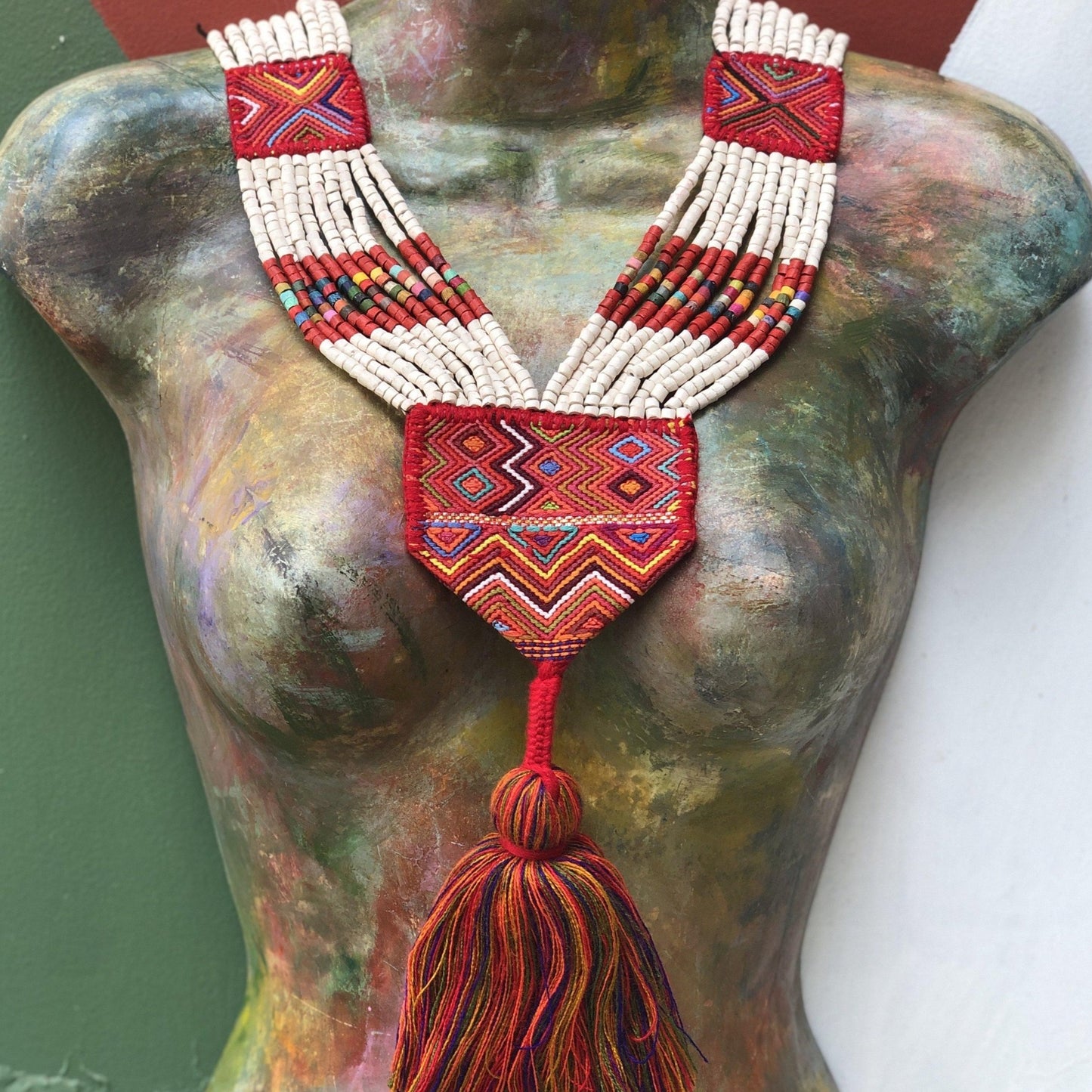 Ceremonial Textile Necklaces with Pompon - "Korbata"