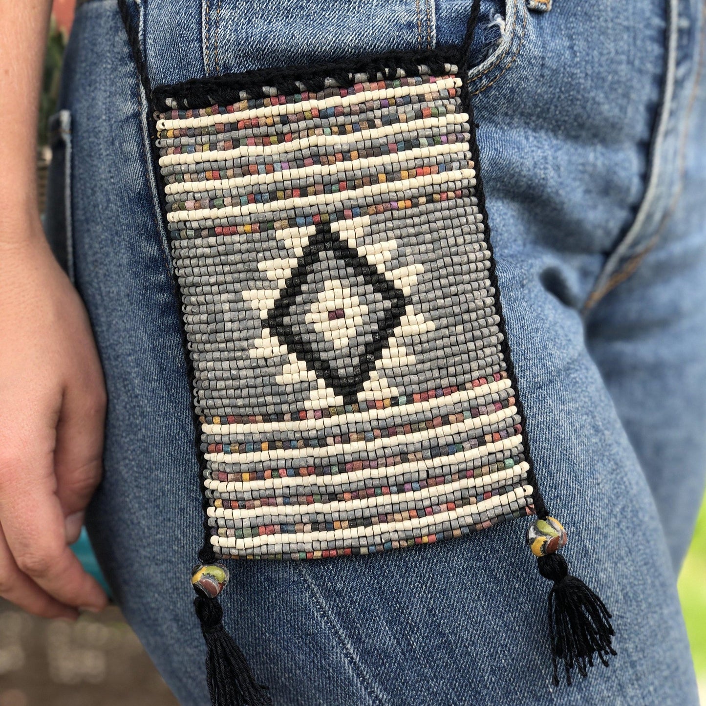 Beaded crochet, Phone Pouch, Messenger Bag - "Colores", handmade