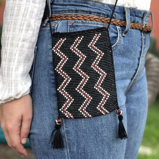 Beaded crochet, Phone Pouch, Messenger Bag - "Colores", handmade