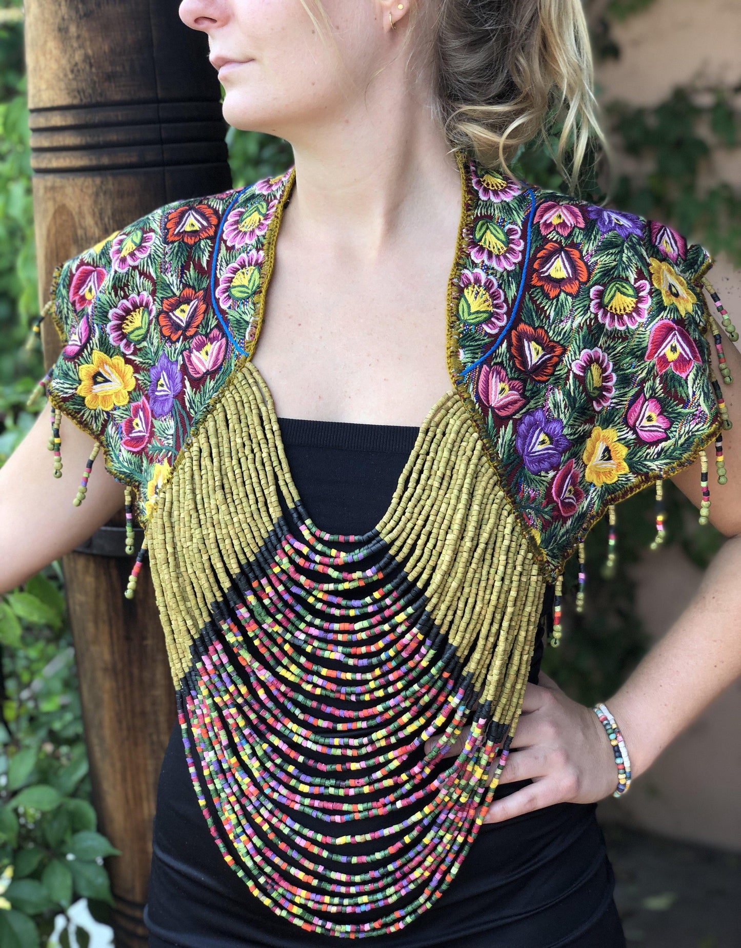 Huipil - Verde Floral    (M/L)