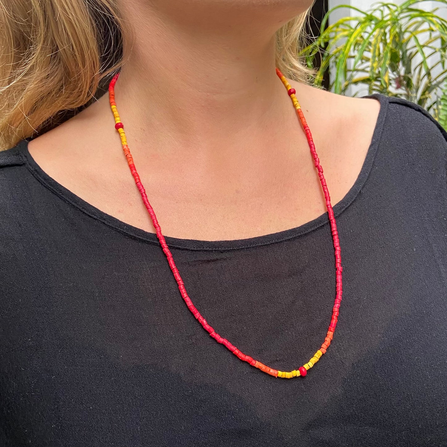 Multiusos, collar de cuentas y cadena de cordón, hecho a mano