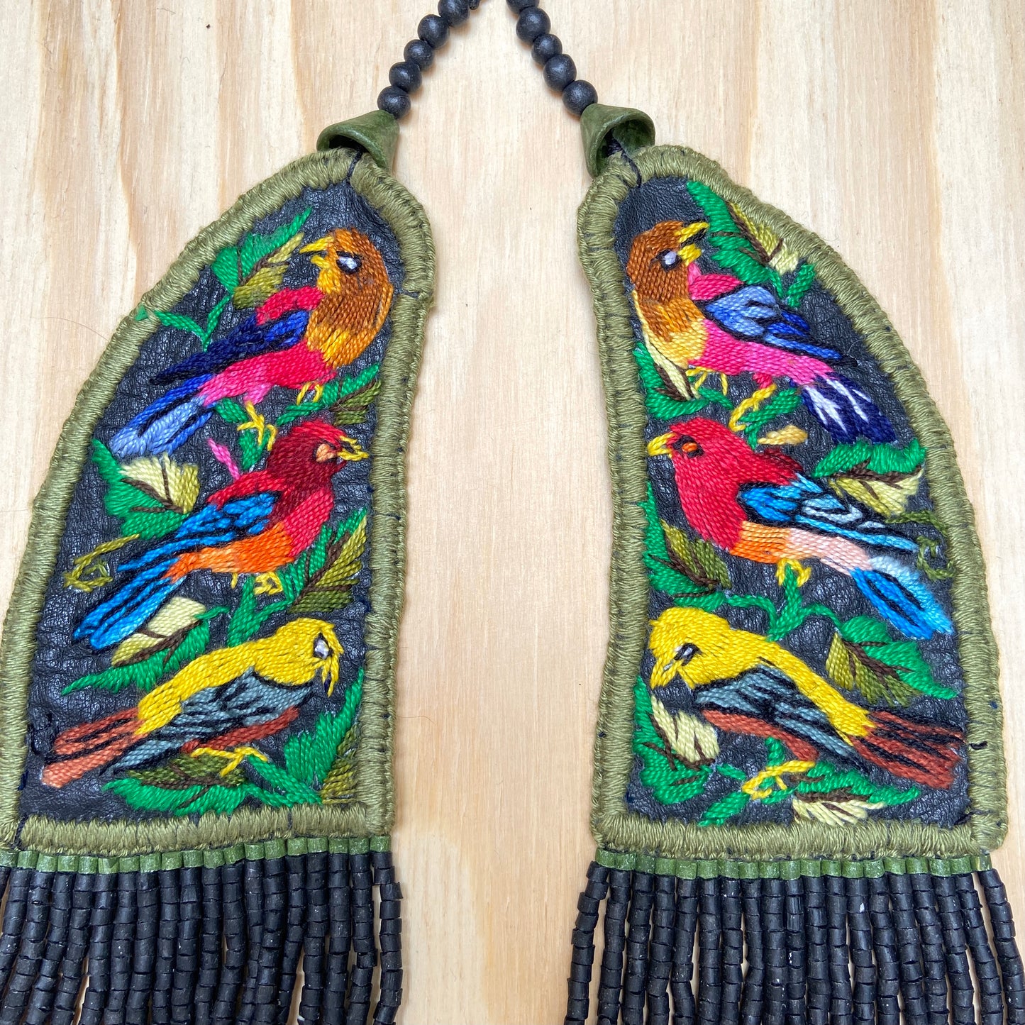 Embroidered Birds Chest Pieces with precious stones - "Santiago Birds"