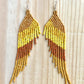 Long Beaded, Dangle Earrings - "Quetzal Synergy", handmade