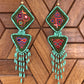 Embroidery, Beaded, Dangle Earrings - "Tulum", handmade