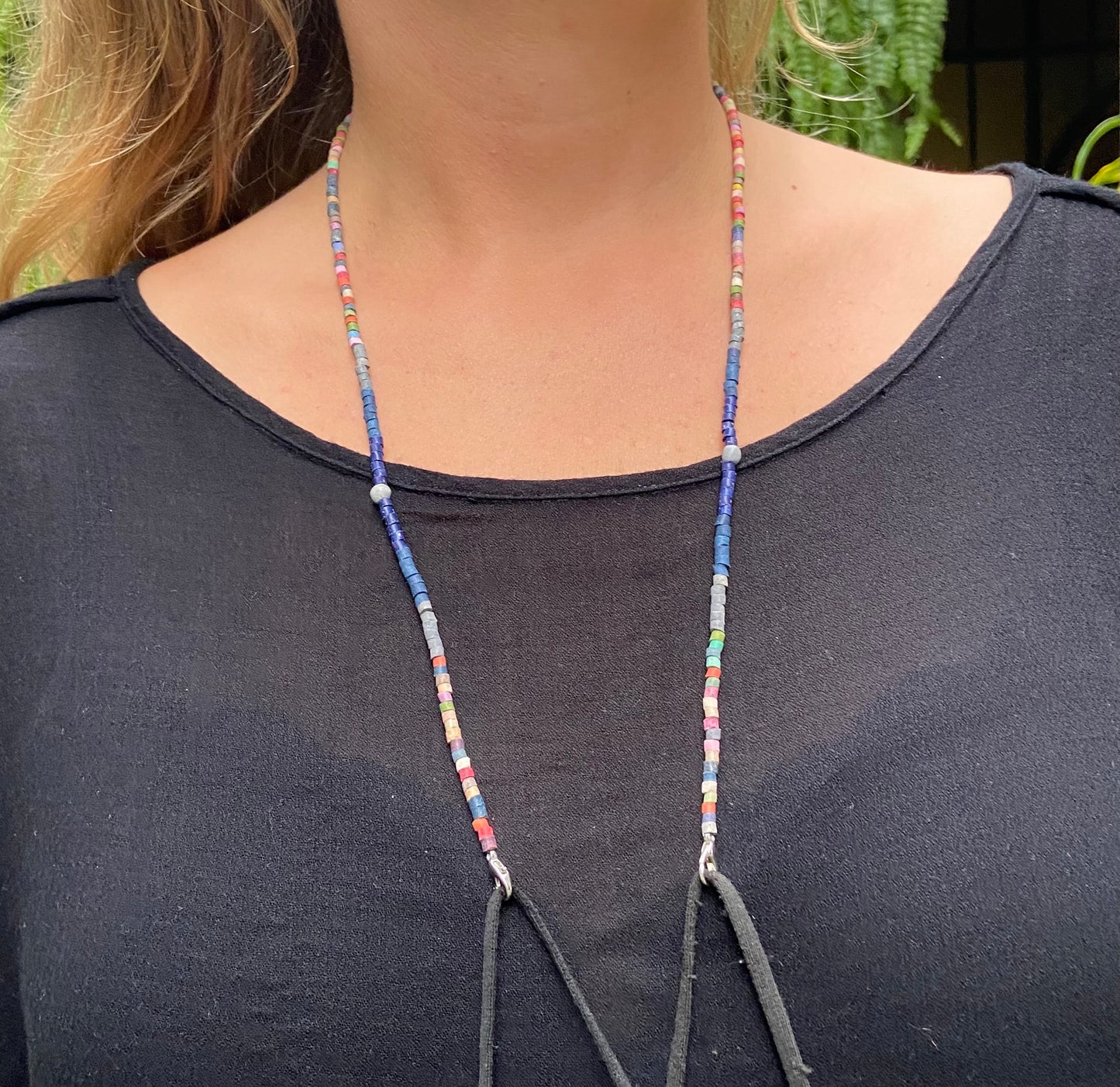 Multiusos, collar de cuentas y cadena de cordón, hecho a mano