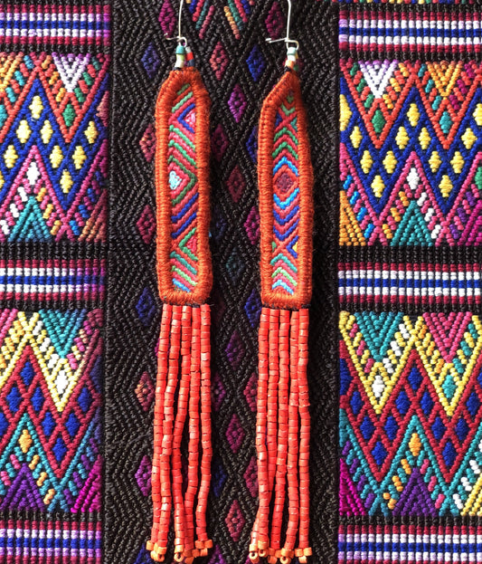 Lightweight, Embroidery, Beaded, Dangle Earrings - "Itzá", handmade