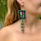 Bordados, Cuentas, Pendientes Colgantes con Jade - "Copán Jade", hecho a mano