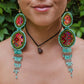 Embroidery, Beaded, Dangle Earrings - "Tulum", handmade
