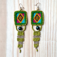 Bordados, Cuentas, Pendientes Colgantes con Jade - "Copán Jade", hecho a mano