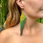 Long Beaded, Dangle Earrings - "Quetzal Synergy", handmade