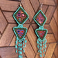 Embroidery, Beaded, Dangle Earrings - "Tulum", handmade