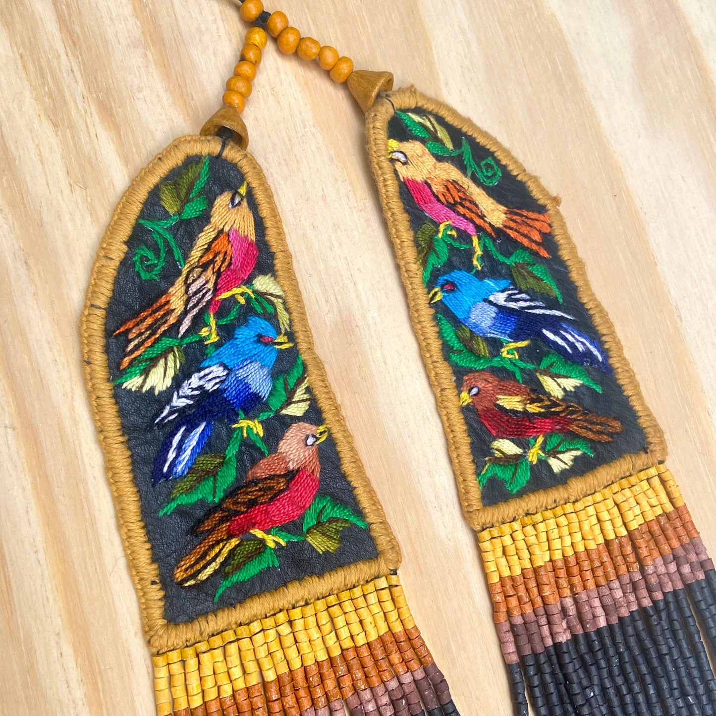 Embroidered Birds Chest Pieces with precious stones - "Santiago Birds"