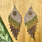 Pendientes colgantes largos con cuentas - "Tikal Synergy Spot", hechos a mano