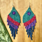 Pendientes colgantes largos con cuentas - "Tikal Synergy Spot", hechos a mano