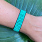 Pulsera tejida con cuentas - "Tejido", hecha a mano