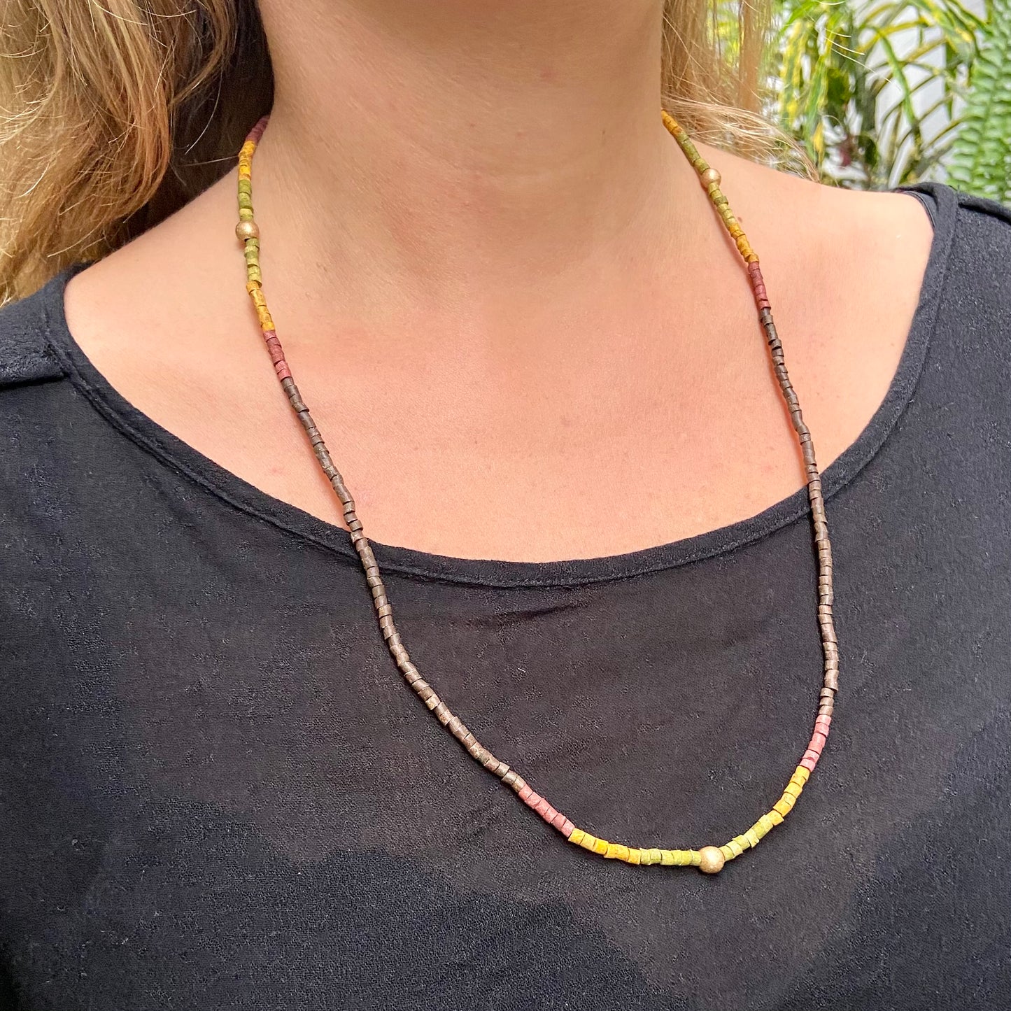 Multiusos, collar de cuentas y cadena de cordón, hecho a mano