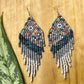 Aretes largos con flecos - "Tikal Synergy Rainbow", hechos a mano